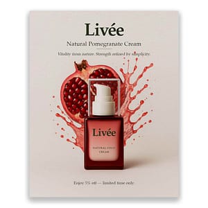 Livée Natural Pomegranate Cream, Vitality from nature. Strength refined by simplicity.
